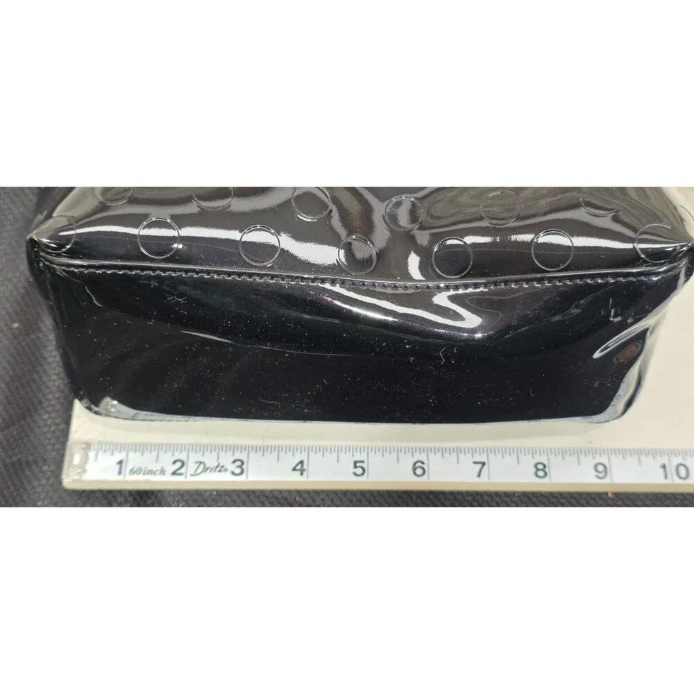 Kate Spade New York Tote Bag Black Patent Leather Bow Polka Dot Embossed Zip Top